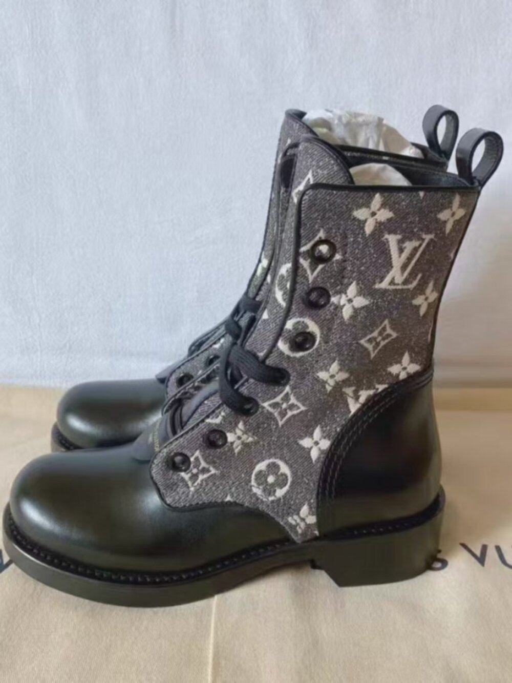 Louis Vuitton Jacquard Lace-Up Ankle Boots